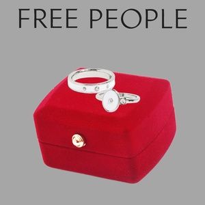 FREE PEOPLE - white enamel and rhinestone silver-tone ring set